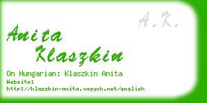 anita klaszkin business card